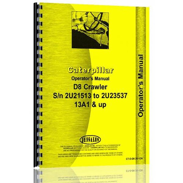 Aftermarket Fits Caterpillar D8 Crawler 13A1 and Up Operator's Manual (New) 2U21513-2U23537 RAP68670 - main